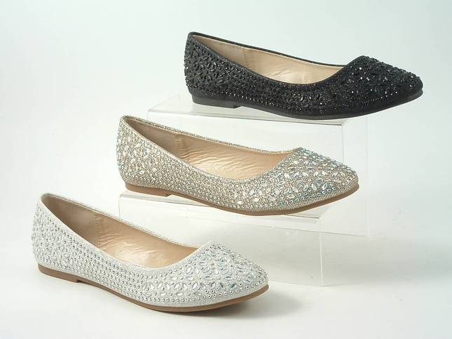 Divine Diamante Flat Ballerina Shoes